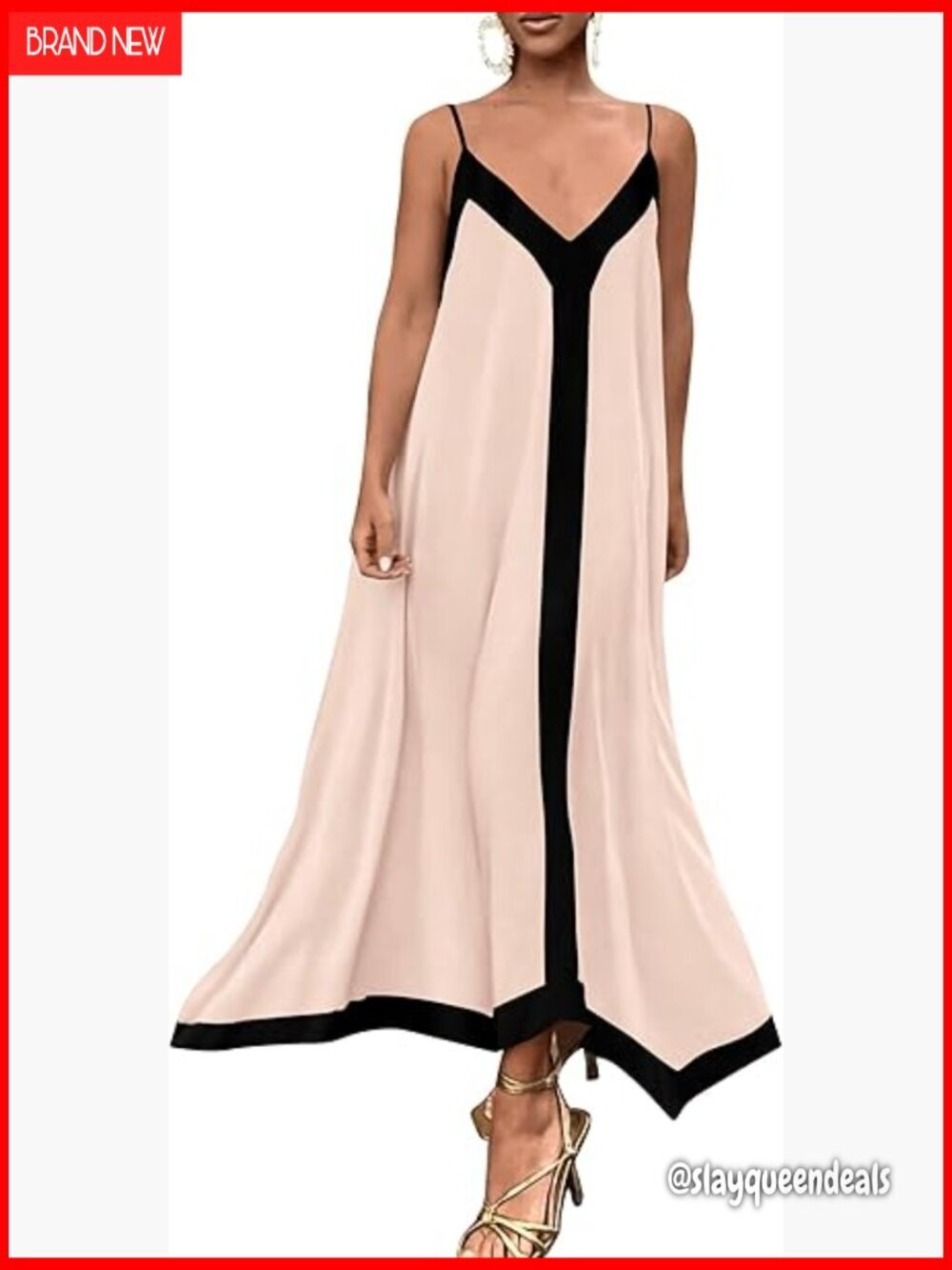 Maxi Sundress V-Neck Spaghetti Strap Flowy Formal Party Beach Dress